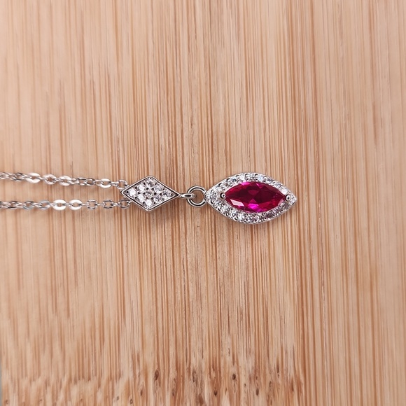 NWT Ryze Rose Crystal White Frost Cubic Zirconia .925 Sterling Silver Necklace - Picture 1 of 7